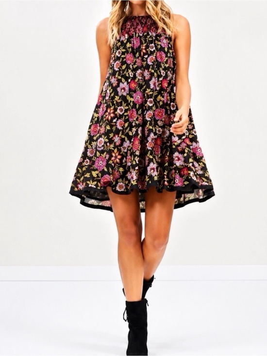 Free People Dresses & Skirts - Free People Oh Baby Floral Mini Dress Black Multicolor Boho XS